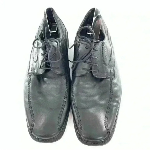 Ecco mens size 44 10-10.5 black leather comfort orthopedic bicycle toe oxfords main image 12